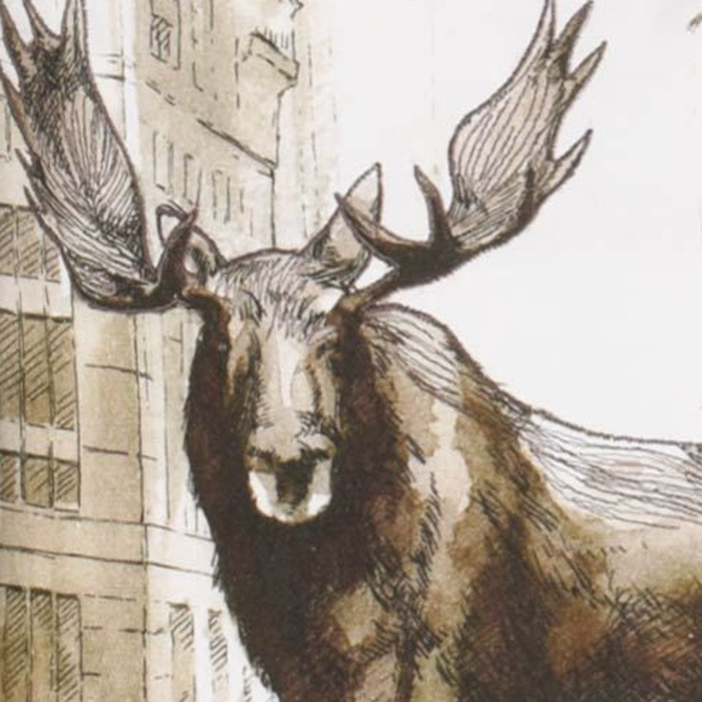 18" Brown And Cream Moose Linen Throw Pillow Cover