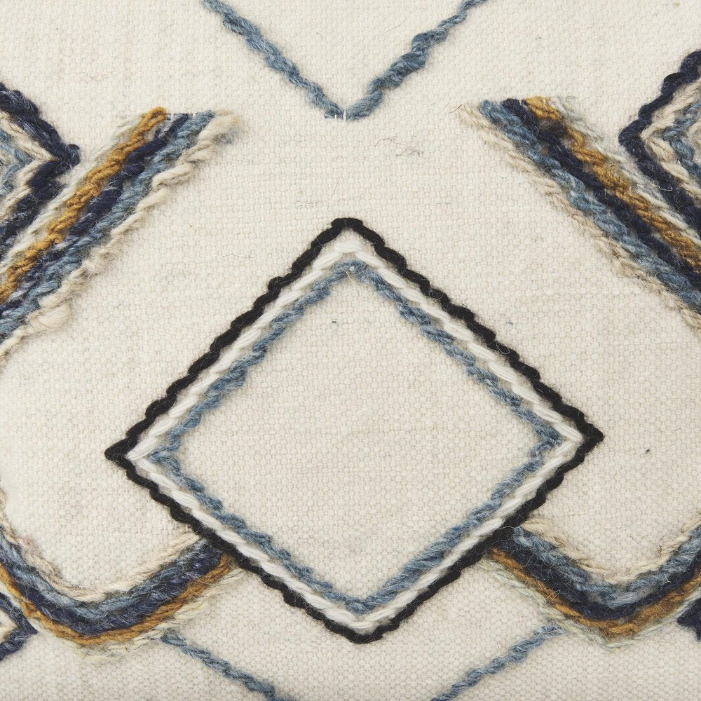14" X 26" Beige And Dark Brown Lumbar Color Block Wool Blend Throw Pillow Cover with Texture