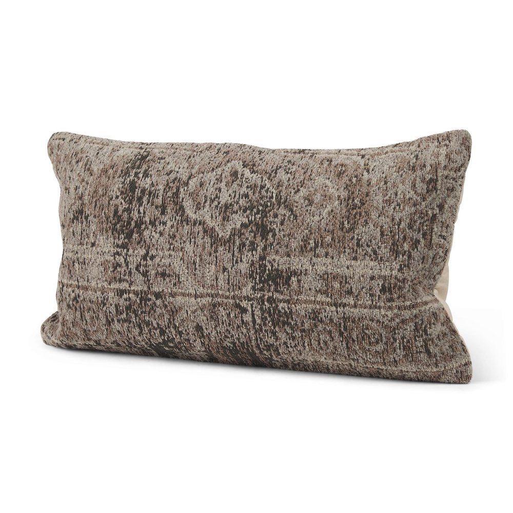 14" Gray Oriental Chenille Throw Pillow Cover