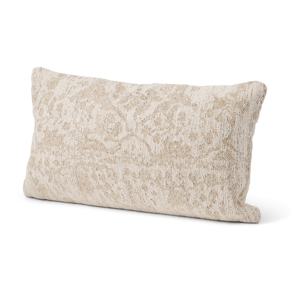 14" X 26" Cream And Beige Lumbar Abstract Cotton Throw Pillow Cover with Texture