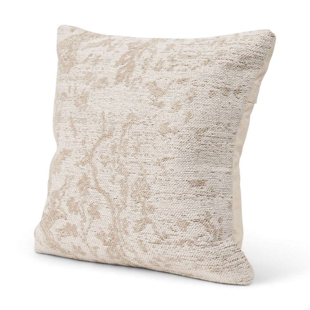 20" Cream And Beige Abstract Cotton Throw Pillow Cover with Texture