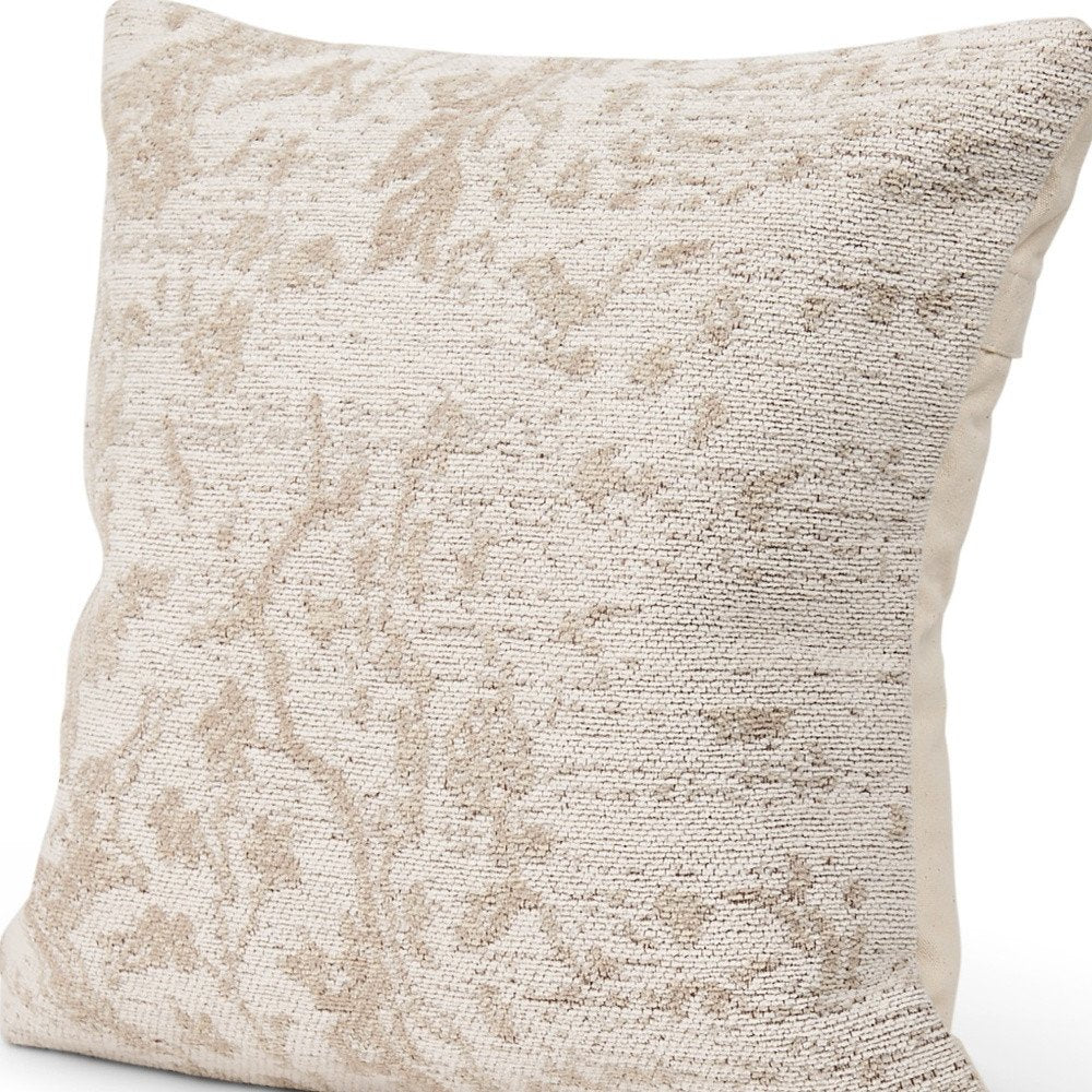 20" Cream And Beige Abstract Cotton Throw Pillow Cover with Texture