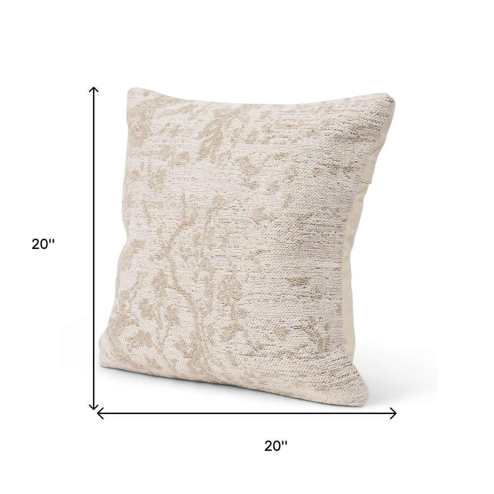 20" Cream And Beige Abstract Cotton Throw Pillow Cover with Texture