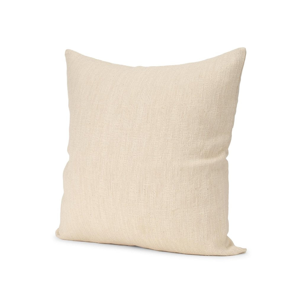 22" Cream Cotton Blend Throw Pillow Cover with Texture