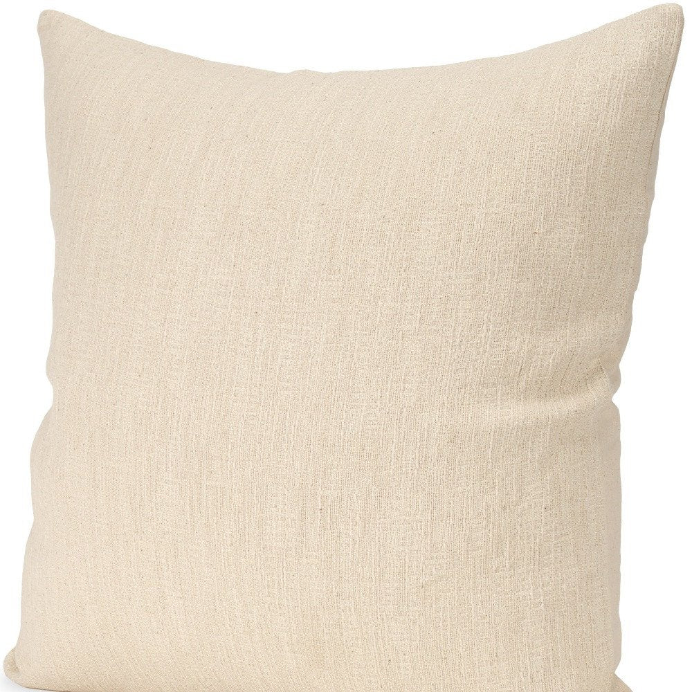 22" Cream Cotton Blend Throw Pillow Cover with Texture