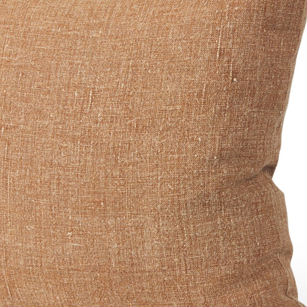 22" Brown Linen Throw Pillow Cover with Texture