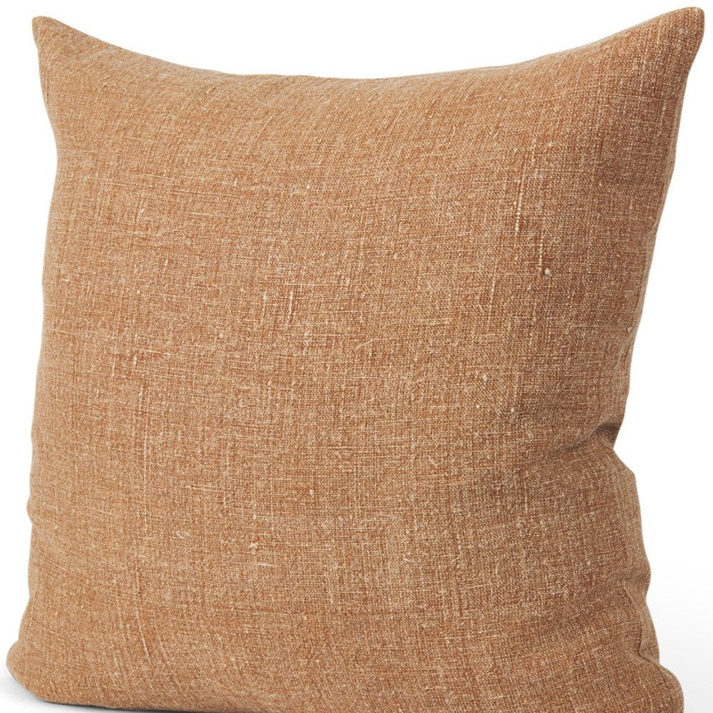 22" Brown Linen Throw Pillow Cover with Texture