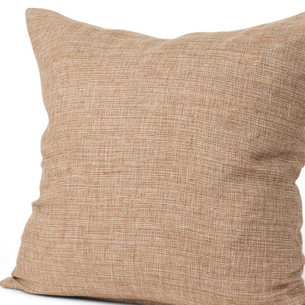 22" Brown Linen Throw Pillow Cover with Texture