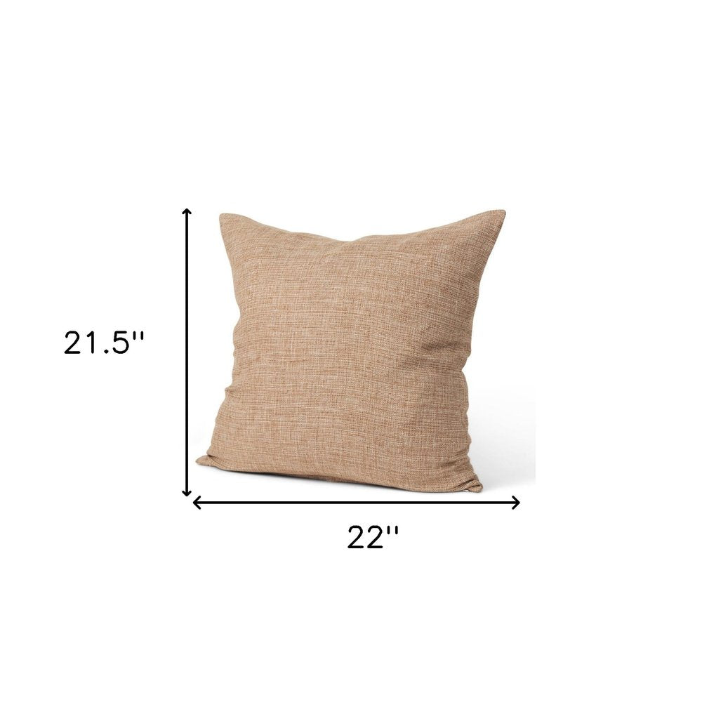 22" Brown Linen Throw Pillow Cover with Texture