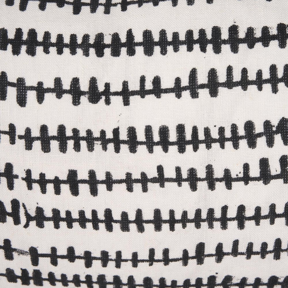 14" X 26" Black And Cream Striped Linen Throw Pillow Cover with Texture