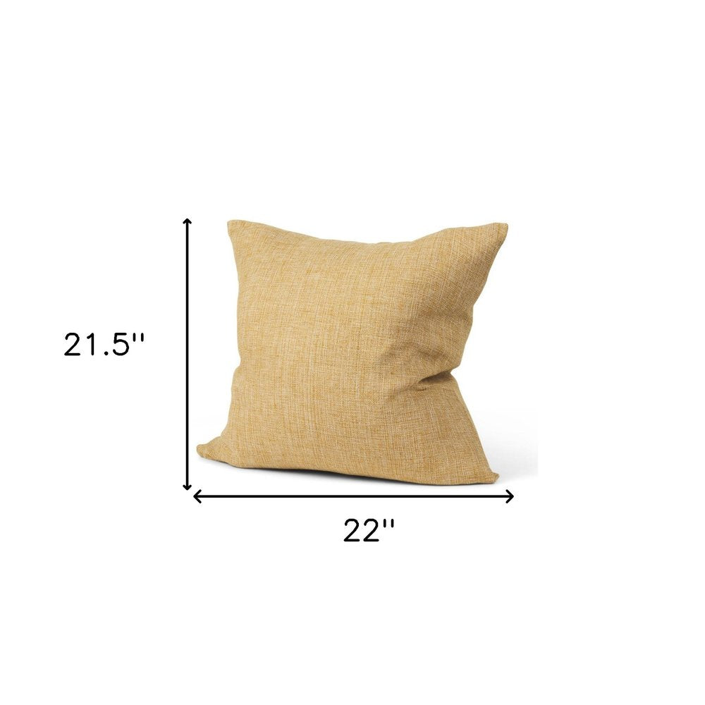 22" Brown Linen Throw Pillow Cover with Texture