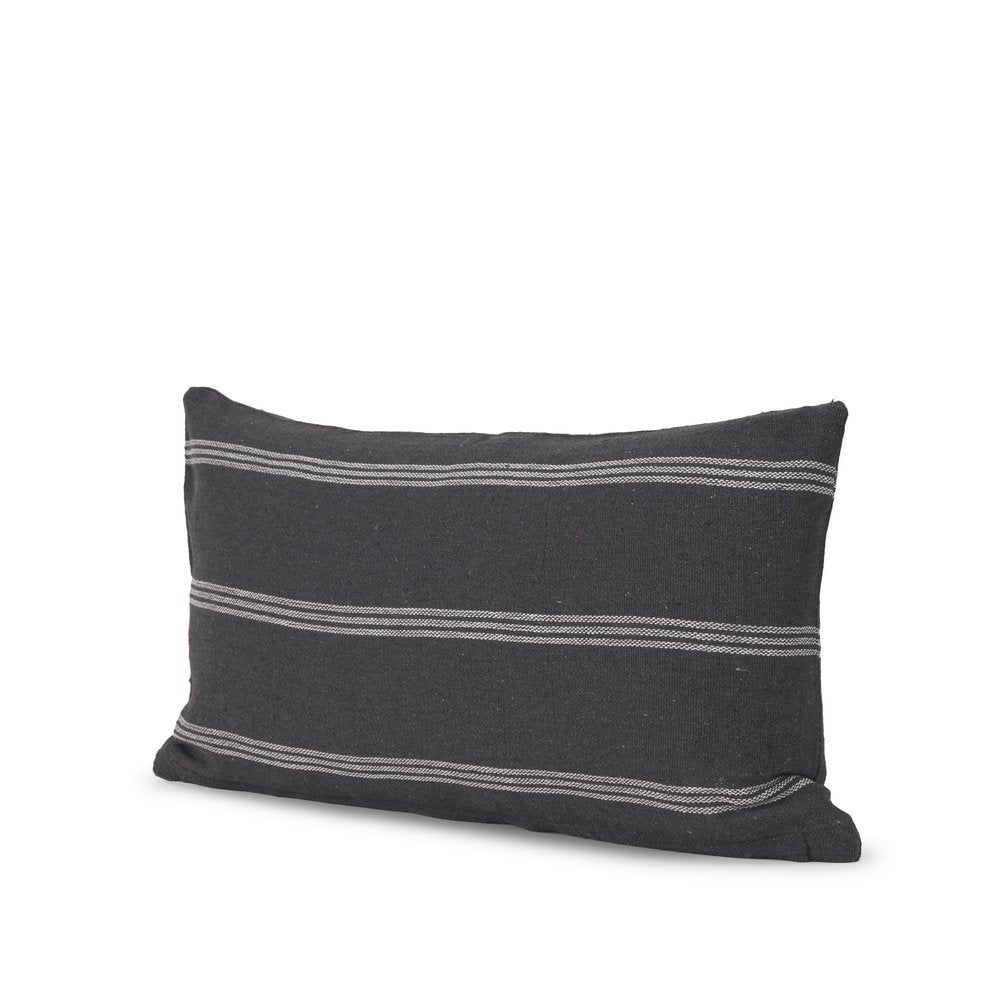 14" Gray Striped Linen Throw Pillow Cover