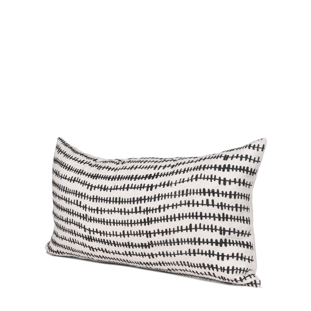 14" Black Striped Linen Throw Pillow Cover