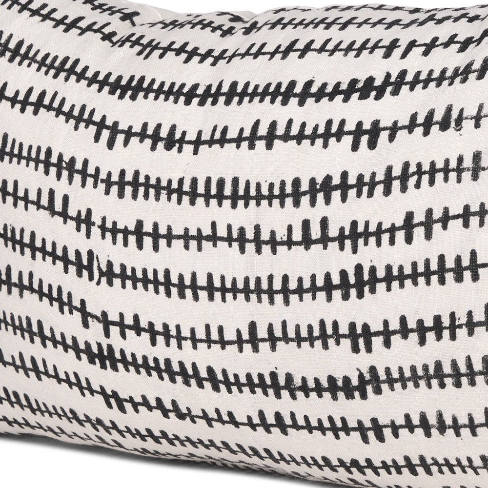 14" Black Striped Linen Throw Pillow Cover