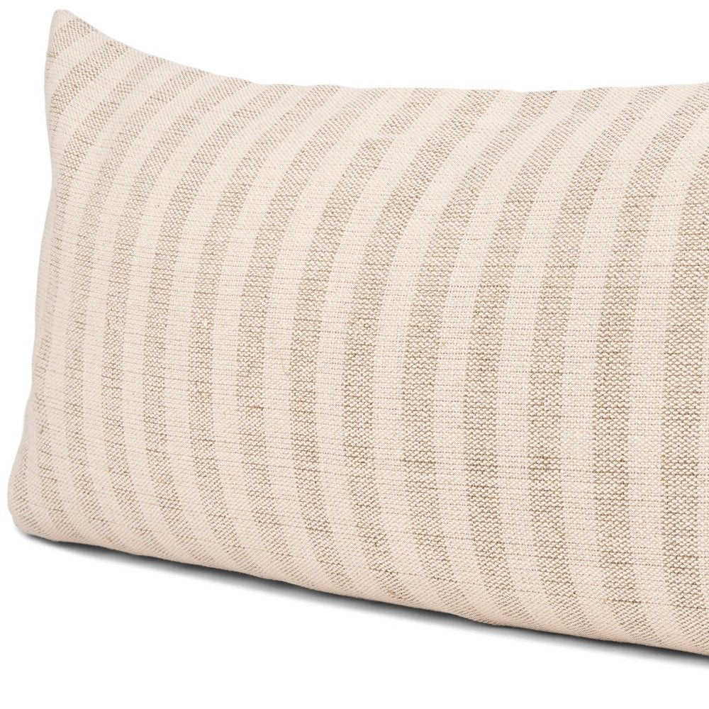 14" Cream Striped Linen Throw Pillow Cover