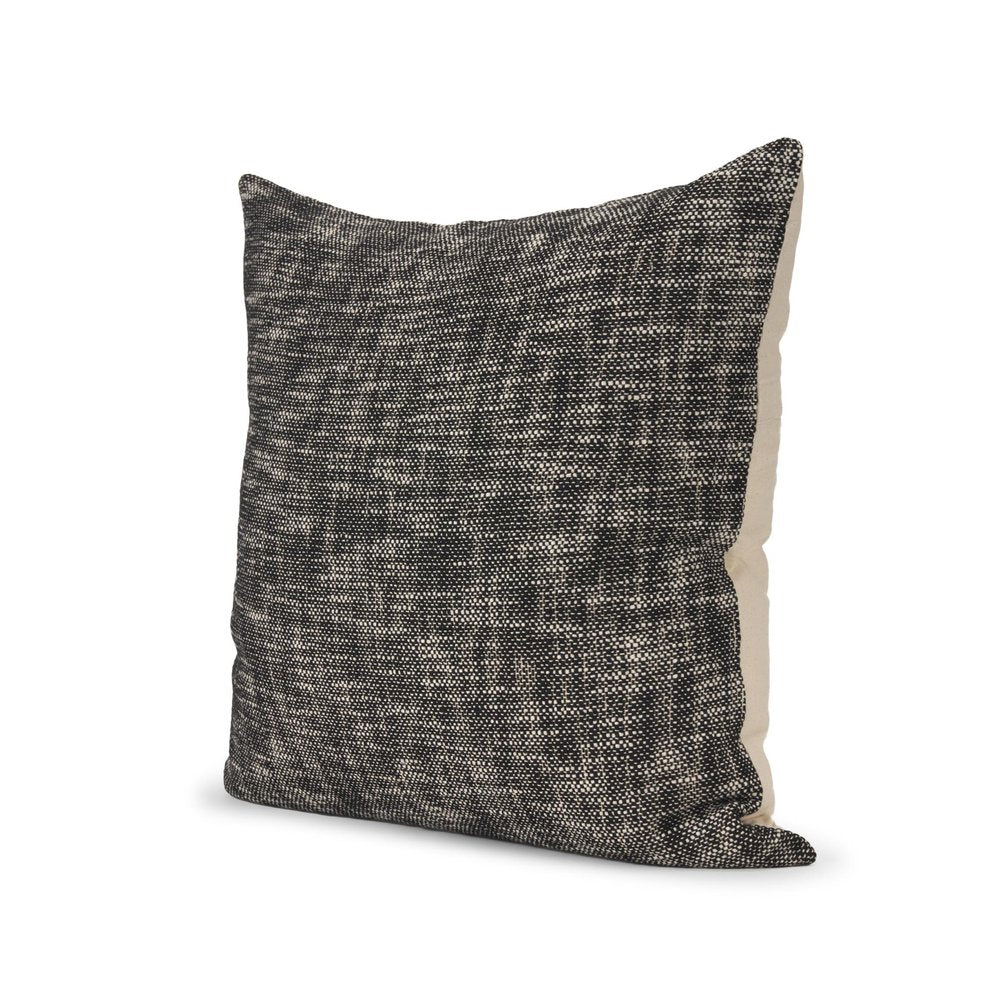 22" Black Weave Linen Throw Pillow Cover