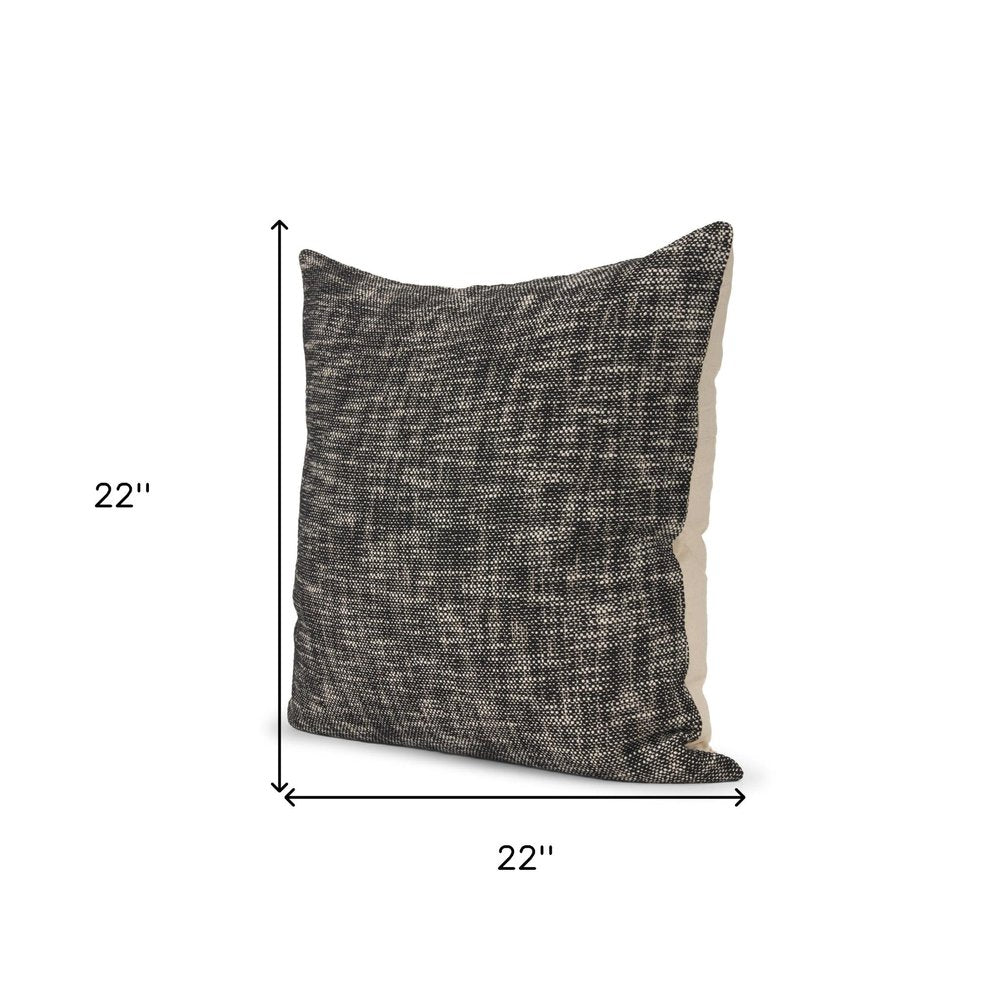 22" Black Weave Linen Throw Pillow Cover