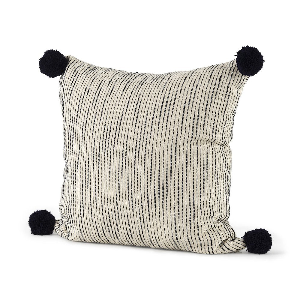 18" Black Striped Linen Throw Pillow Cover