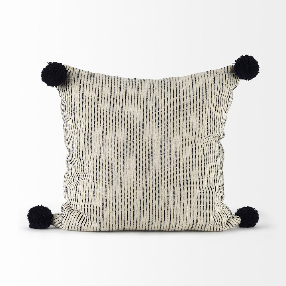 18" Black Striped Linen Throw Pillow Cover