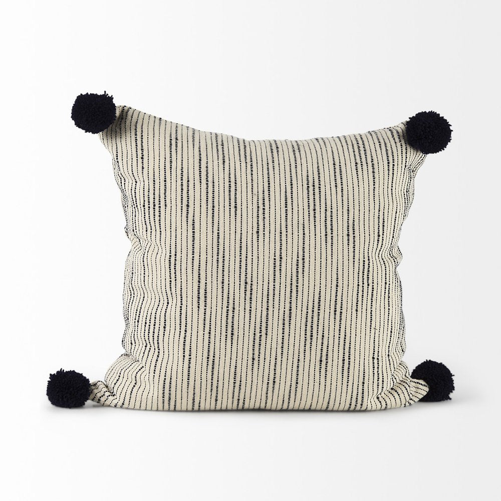 18" Black Striped Linen Throw Pillow Cover