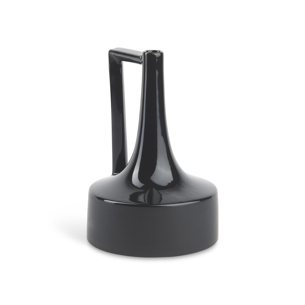 10" Black Ceramic Jug Vase