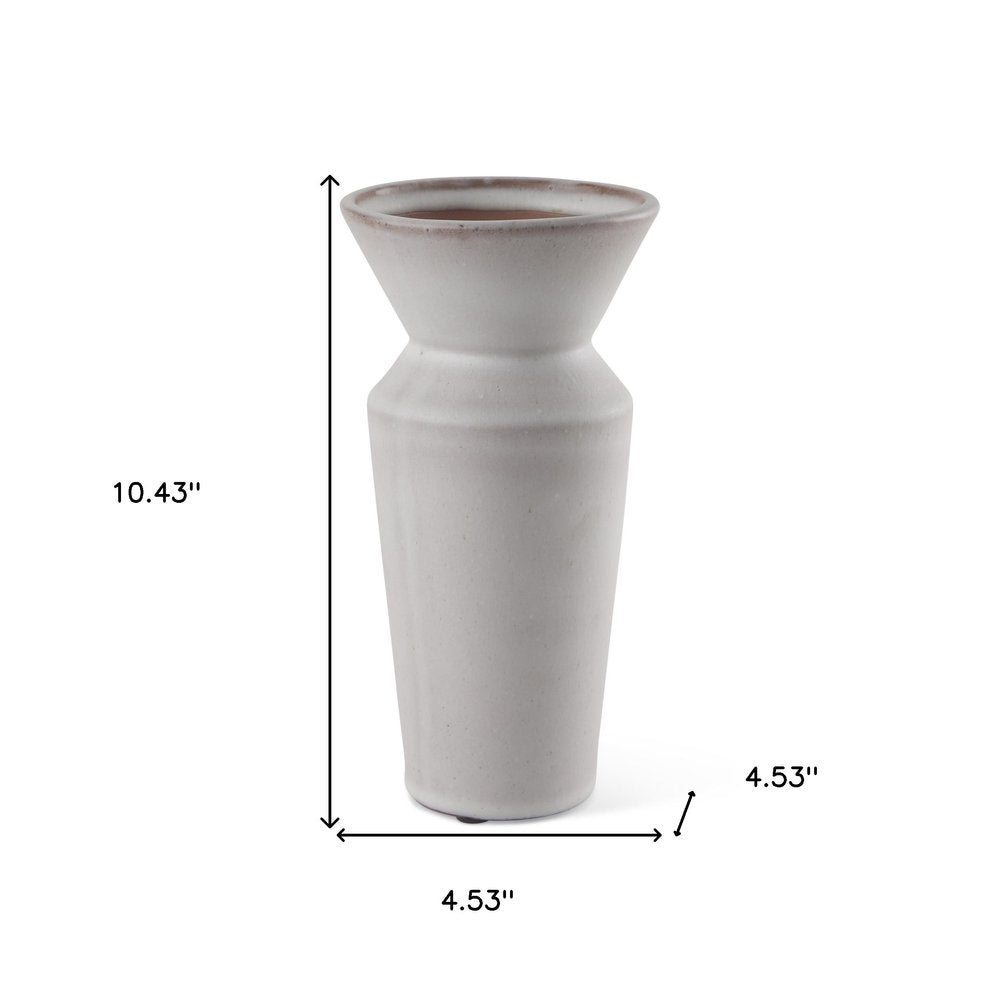 10" Cream Ceramic Table Vase