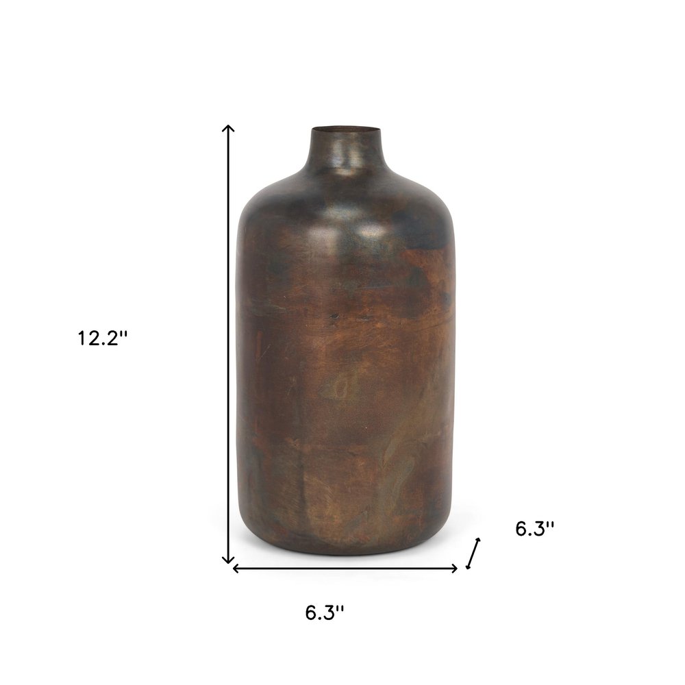 12" Gold Cylinder Metal Table Vase