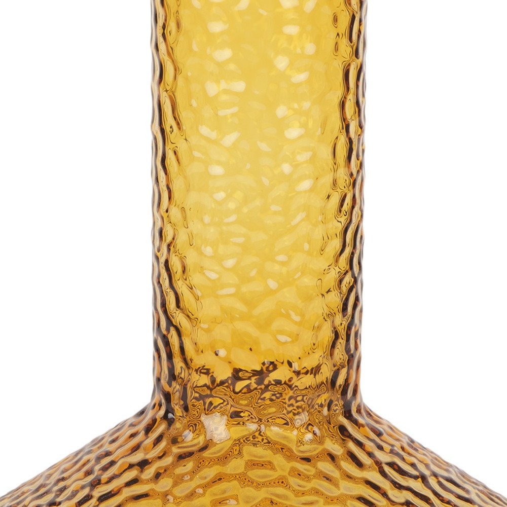 12" Amber Glass Faceted Table Vase