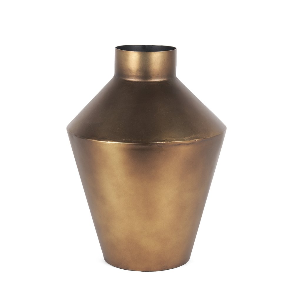 12" Antiqued Bronze Metal Trumpet Table Vase