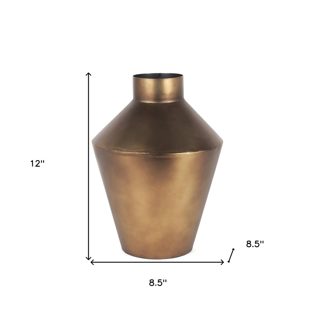 12" Antiqued Bronze Metal Trumpet Table Vase