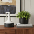 10" Black And White Ceramic Jug Vase