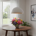 White Single Metal Dimmable Ceiling Light With White Shades