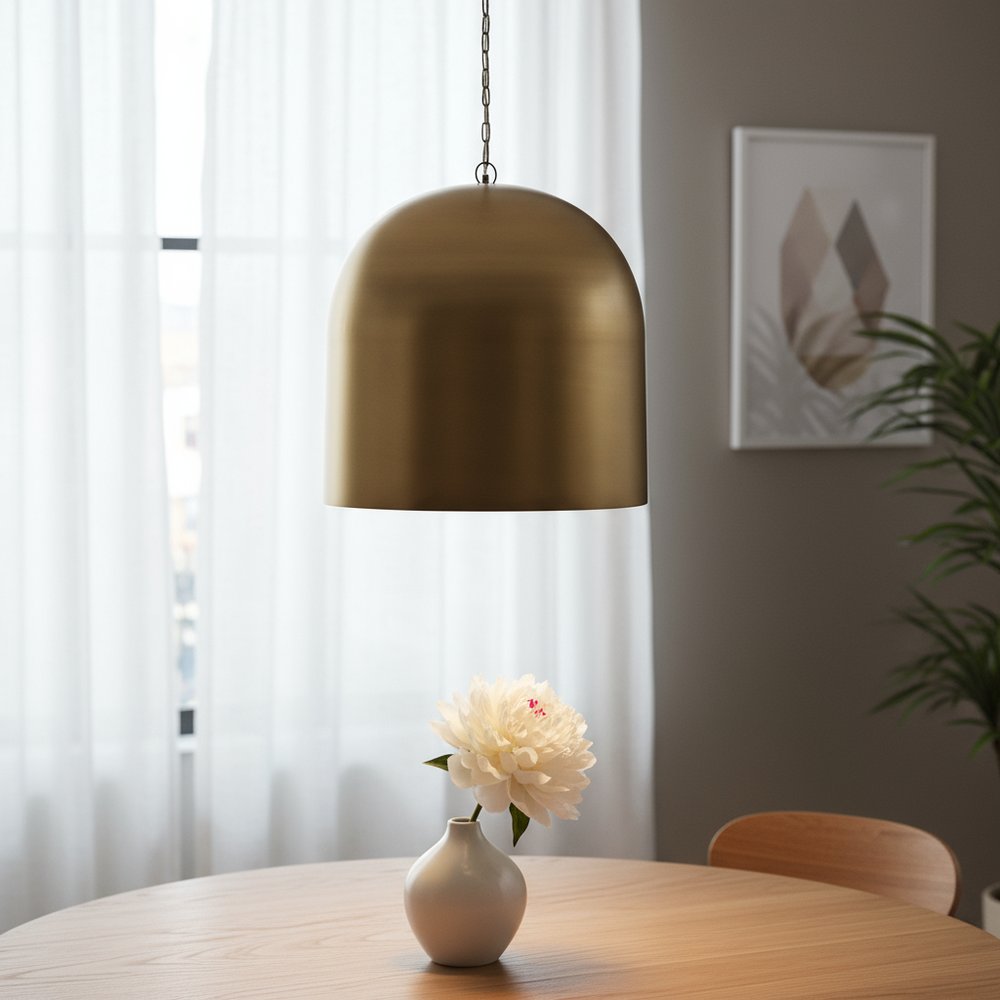 Gold Single Metal Dimmable Ceiling Light With Gold Shades