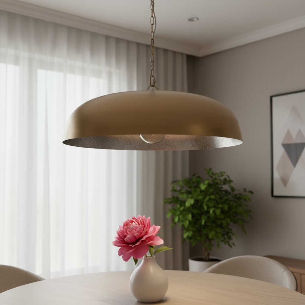 Gold Single Metal Dimmable Ceiling Light With Gold Shades
