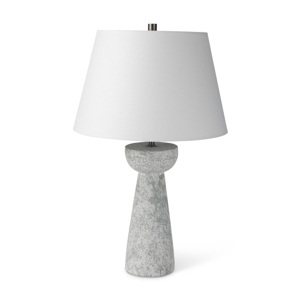 27" Gray Round Bedside Lamp With Empire Shade