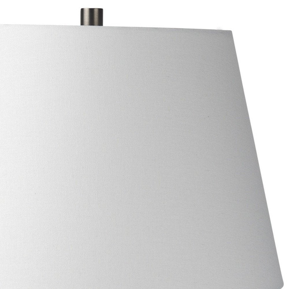 27" Gray Round Bedside Lamp With Empire Shade