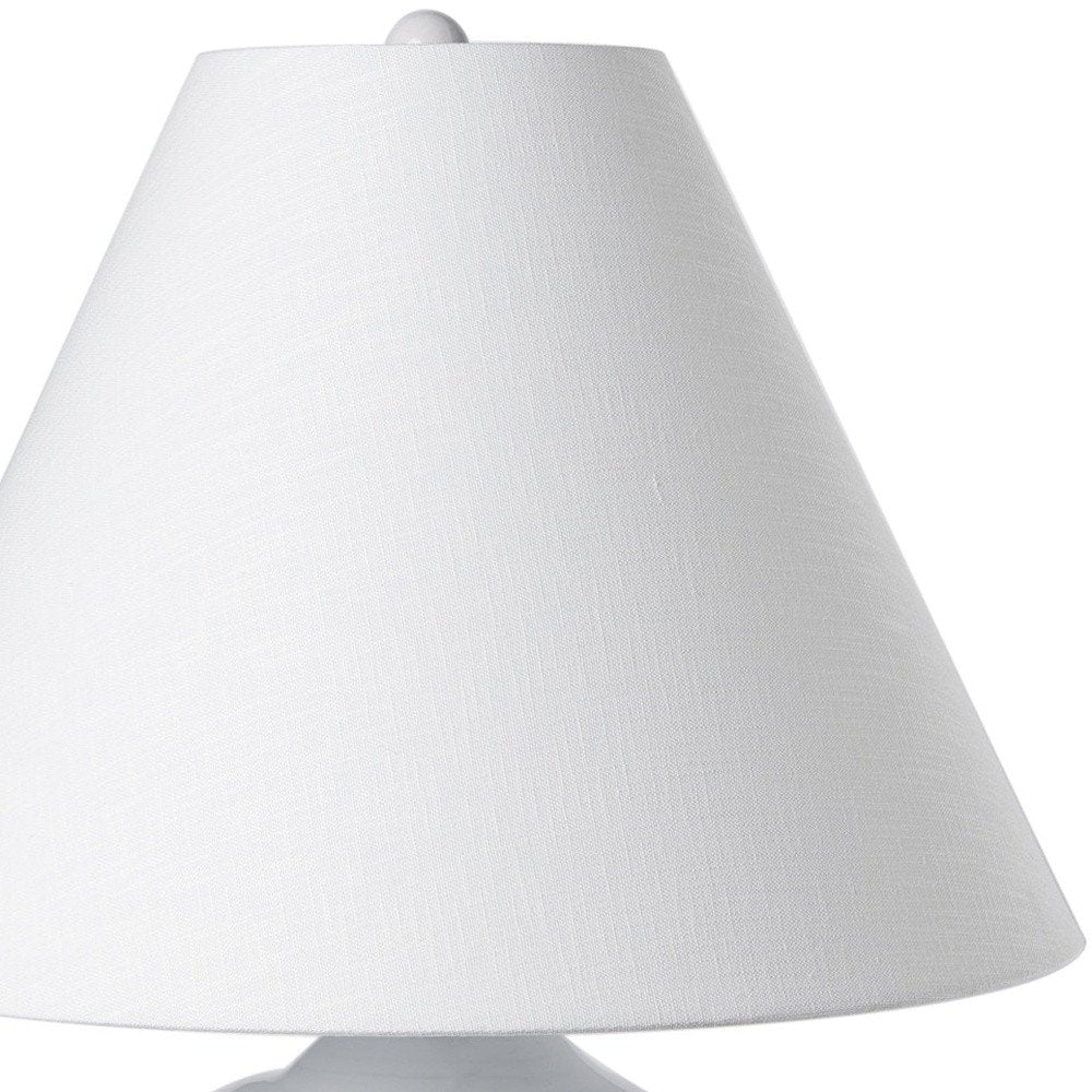 11" White Round Bedside Lamp With Empire Shade