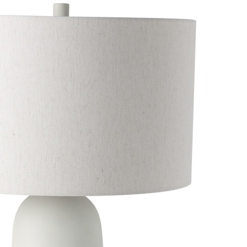 30" Cream Round Bedside Lamp With Drum Shade