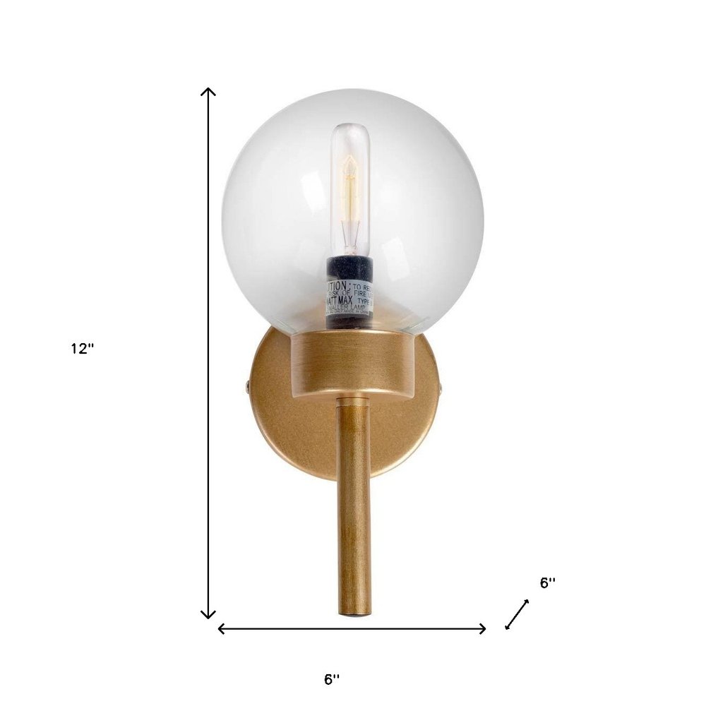 6" Gold Metal and Glass Armed Sconce
