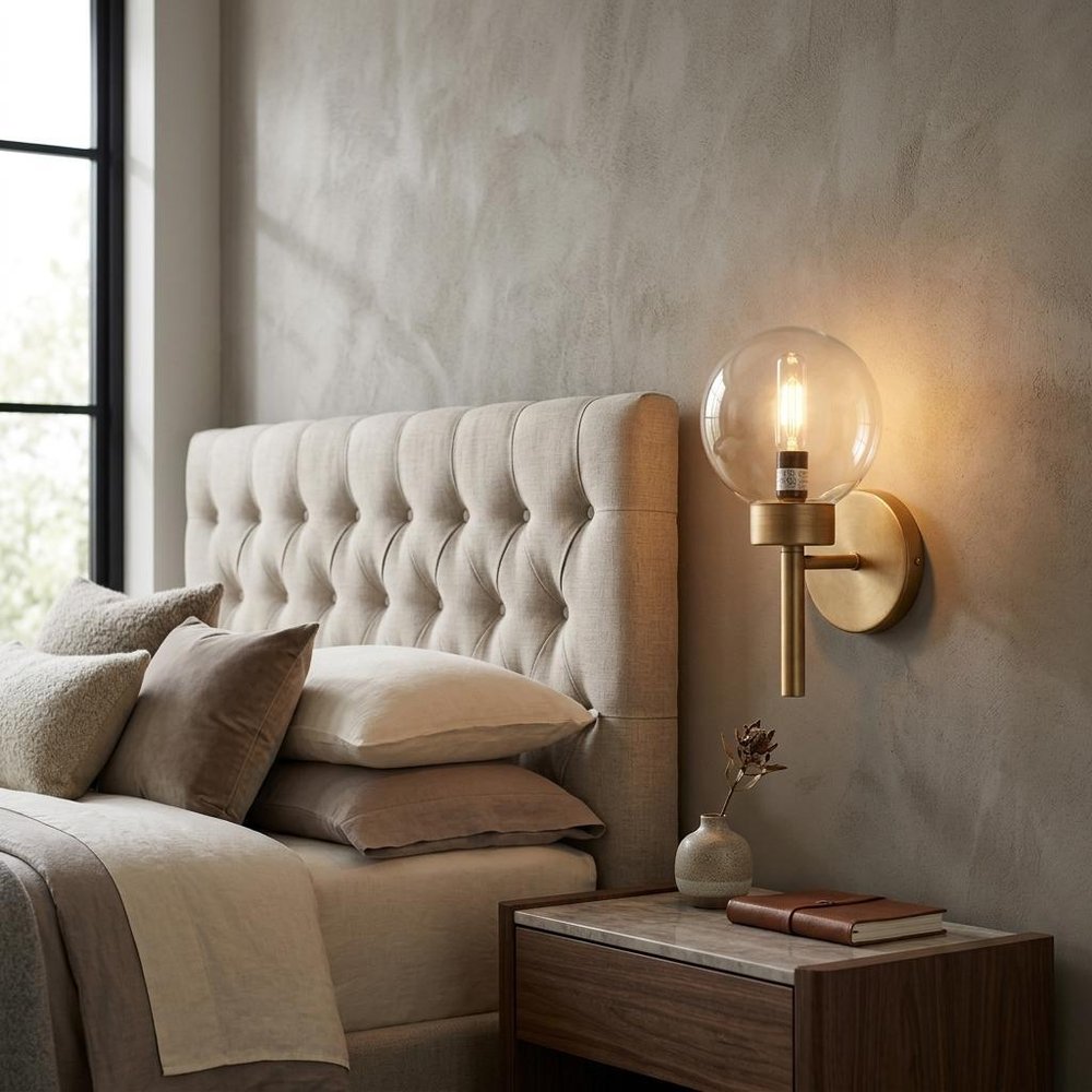 6" Gold Metal and Glass Armed Sconce