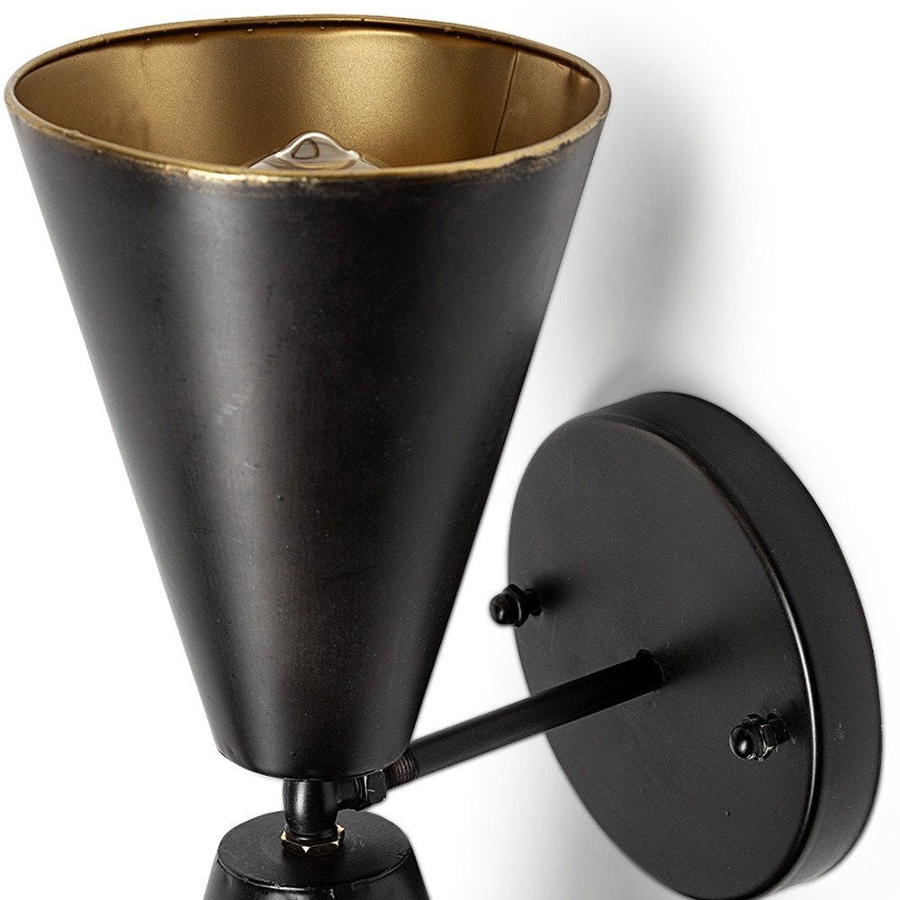 5" Black And Gold Steel Two Light Armed Sconce