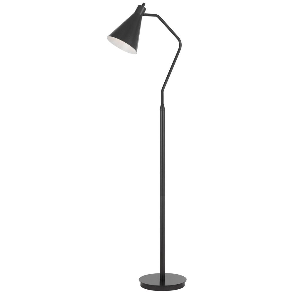 63" Gray Metal Reading Floor Lamp With Gray Metal Cone Shade