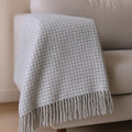 50" X 67" Light Gray And Cream Cotton Blend Woven Plaid Throw Blanket with Fringe