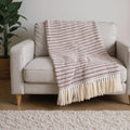 55" X 70" Dusty Rose Cotton Blend Woven Plush Throw Blanket with Fringe