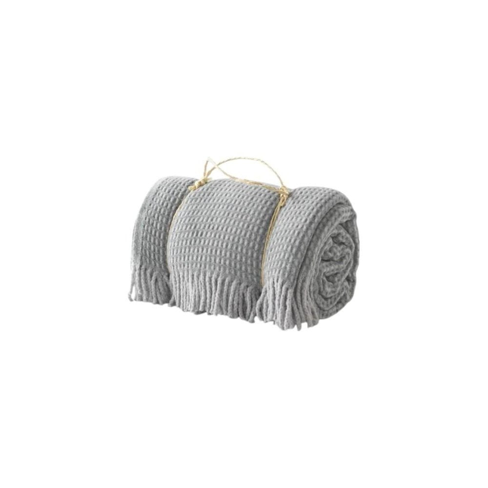 55" X 70" Sage And Gray Cotton Blend Woven Checkered Plush Throw Blanket with Fringe
