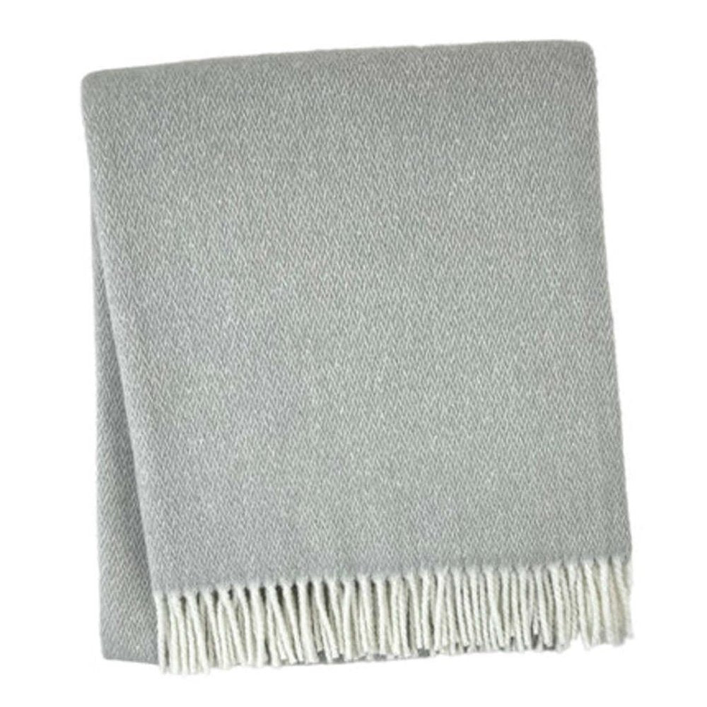 55" X 70" Light Gray And White Herringbone Cotton And Microfiber Woven Throw Blanket with Fringe