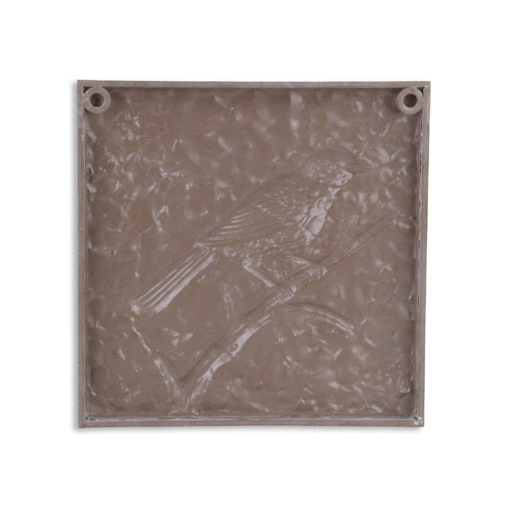 10" X 10" White Bird Metal Square Hanging Wall Decor