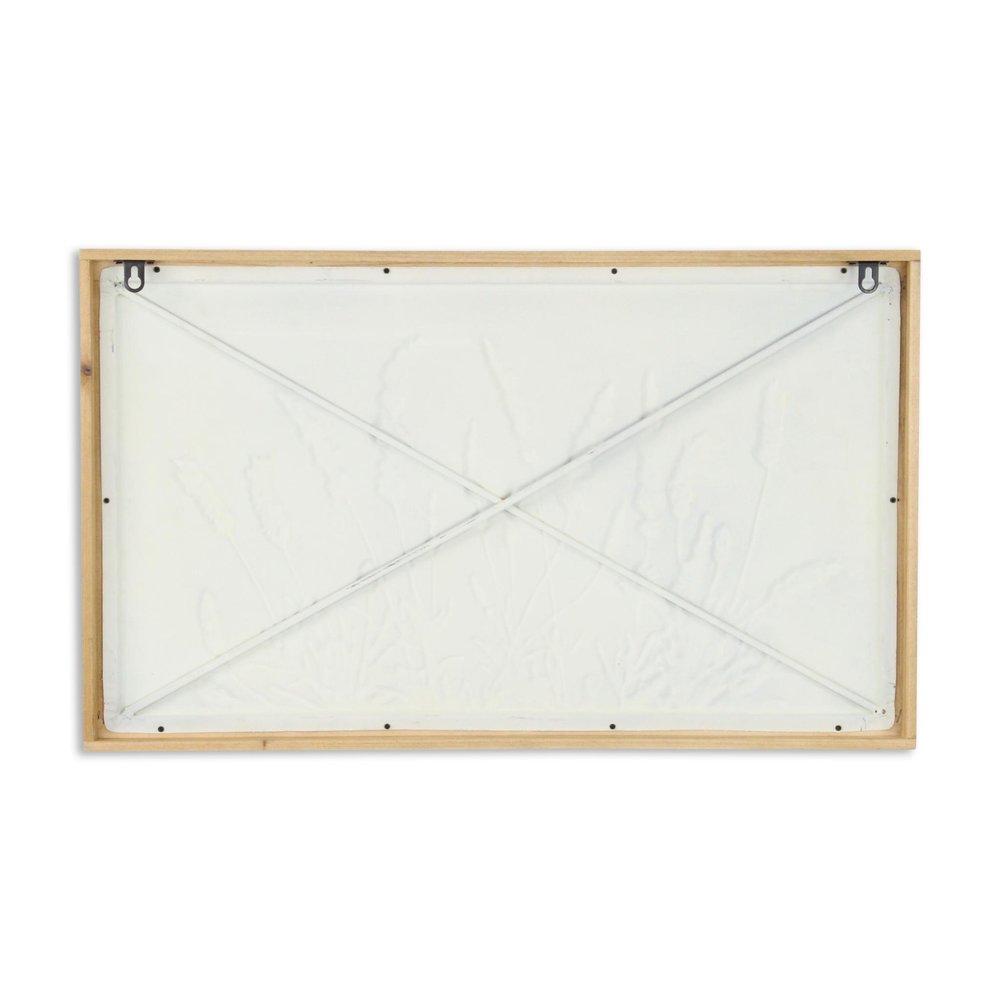 16" X 26" Natural White And Lavender Floral Wood Framed Art