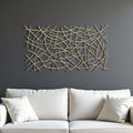 24" X 44" Gold Abstract Lines Metal Hanging Dimensional Sculpture