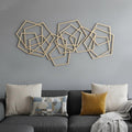 24" X 48" Gold Metal Abstract Lines Hanging Dimensional Sculpture